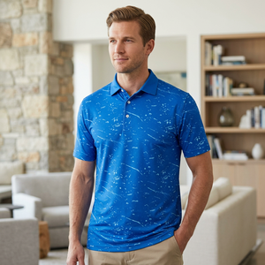 Camisetas de Golf Handee para Hombre en 6 Tonos de Azul y Blanco, 100% Poliéster, Tejido de Punto, Secado Rápido - Product Image 2