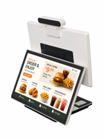 Kiosque de commande automatique avec tablette tactile, écran LCD, lecteur de codes-barres, pour restauration rapide, sur pied, libre-service