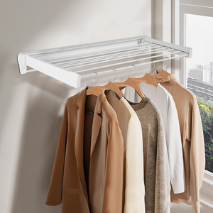 Séchoir à linge rétractable et pliable pour balcon, en métal, gain de place, porte-serviettes mural, porte-vêtements - Product Image 1