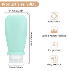 Kit de flacons de voyage en silicone pour avion, personnalisé, 4 en 1, 60 ml, flacons de voyage portables à presser, ensemble de kits de flacons de voyage 90 ml pour articles de toilette - Product Image 4