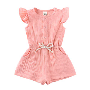 Conjuntos de Ropa para Bebés y Niñas Pequeñas 100% Algodón Orgánico de Color Sólido, Mono sin Mangas para el Verano - Product Image 3
