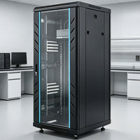 Armoire réseau en acier laminé à froid 37U, montage sans outil, 19 pouces, IP20, panneaux latéraux ventilés, système de verrouillage rapide, emballage plat
