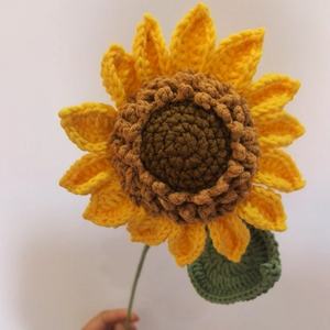 El Örgüsü Pamuklu Yapay Çiçekler Bitmiş El Dokuması El Yapımı Simülasyon İplik Örgü Gül Ayçiçeği Düğün Dekoru - Product Image 3