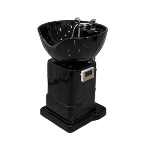 Lit de lavage capillaire vertical pour salon de coiffure, avec bac en céramique mobile et fonction de rinçage assis - Product Image 6