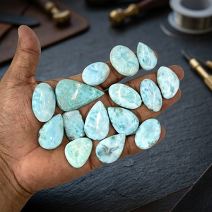 Larimar Azul Natural, Grado AAA, Gema Suelta, Cabujón, Formas Variadas, Color y Tamaño 15-25mm - Product Image 1