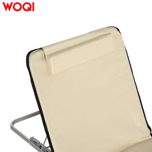 Fauteuil inclinable pliable d'extérieur Woqi, tissu Oxford blanc cassé, plage, camping, pique-nique, design minimaliste, 134x48x45 cm - Product Image 1