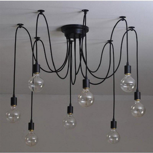 Suspension d'intérieur vintage Retro Edison Bulb Iron Multi Arms Black Spider Lighting Chandelier avec plusieurs têtes de style loft - Product Image 2
