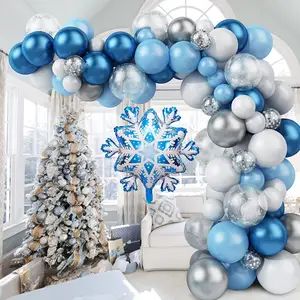 नई क्रिसमस सर्दियों हिमपात का एक खंड जमे हुए नीले नई लेटेक्स गुब्बारे जन्मदिन की पार्टी सजावट के लिए माला कट्टर किट