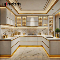 Ensemble de meubles de cuisine de luxe en aluminium, armoires de cuisine complètes, meubles de rangement modulaires, îlot de cuisine