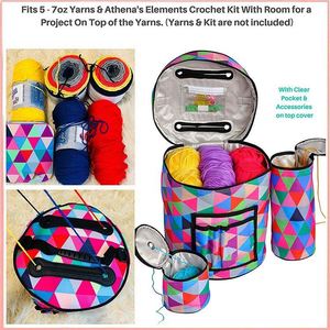 BSCI Factory Knitting <b>Crochet</b> <b>Bag</b> with Accessories Water Resistant Tangle Free Yarn <b>Storage</b> Tote Crocheting Supplies Organizer - Product Image 3