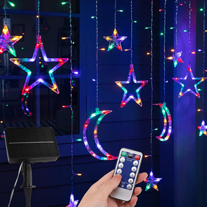 Guirnalda de luces Led con forma de luna y Estrellas parpadeantes, guirnalda de luces para ventana, Navidad, vacaciones, fábrica - Product Image 1