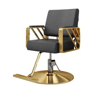 Vente en gros de coiffure salon de beauté chaise de coiffure moderne professionnelle en acier fauteuil de barbier de luxe noir pour salon de coiffure