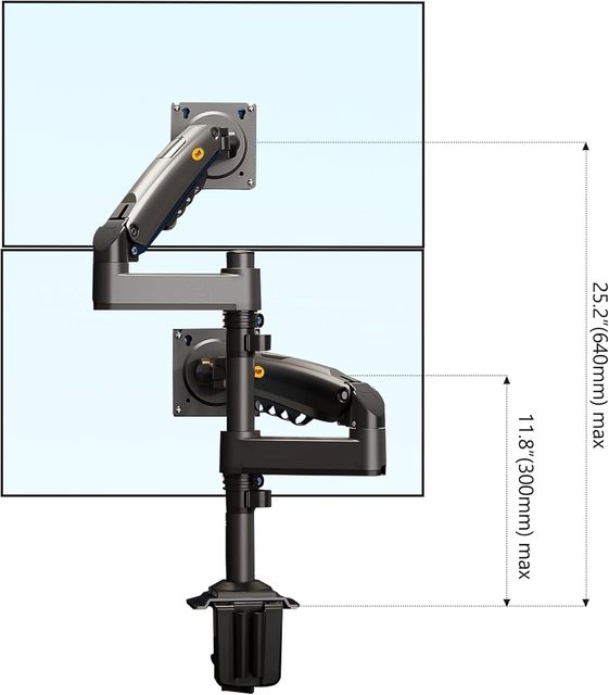 NB Dual Monitor Full Motion Swivel Arm Desk Mount Stand Fits 2 Screens 22"-27'' VESA 75/100mm Aluminum Alloy 4.4~4.0 Lbs Load