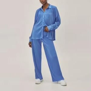 ชุดผ้าลินินฤดูใบไม้ร่วงราคาถูกสุดฮิต เสื้อหลวมสบายๆ สไตล์ลำลองสำหรับผู้หญิง กางเกงเอวสูง ชุดเซ็ตสองชิ้น OOTD - Product Image 3