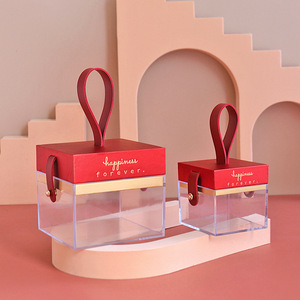 Custom luxury transparent acrylic with hand gift candy box clear storage acrylic glass gift box acrylic boxes for wedding