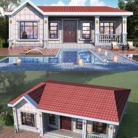 Maison préfabriquée personnalisée, villa en acier de luxe entièrement meublée, à vendre