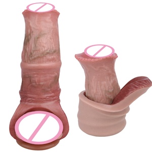 FAAK Fantasy Horse Penis Sleeve Closed Hollow <b>Dildo</b> Cock Extender & Enlargement Delay Ejaculation Sex Toys for Men - Product Image 1