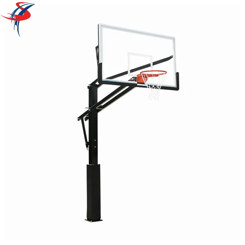 Aros de baloncesto en el suelo para adultos, tabla de baloncesto de vidrio templado de alta calidad, altura ajustable, al aire libre, S029U