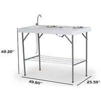 Table de camping extérieure en plastique avec planche à découper pour le nettoyage du poisson