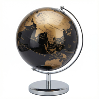 Globe terrestre moderne HM1422 de 14,2 cm avec support métallique rotatif à 360° en PVC, décoration de bureau à domicile, cadeau scolaire