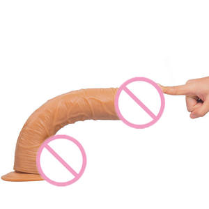 12 Zoll Fleisch Schwarz Braun Farbe Realistischer <span class=keywords><strong>Dildo</strong></span> Sexspielzeug Penis für Frauen - Product Image 6