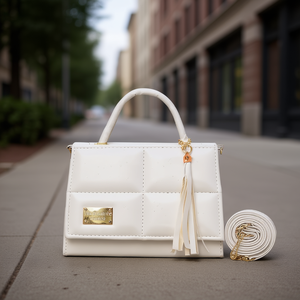 Bolso Bandolera Moderno Fana Laura Blanco para Mujer, Microfibra Blanca, Cuero Sintético, Decoración con Borlas, Correa de Hombro, para Todas las Temporadas - Product Image 2