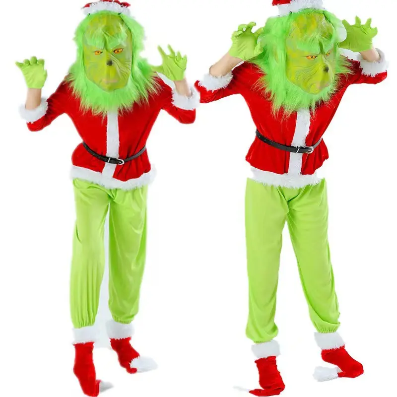 Costume de Noël La robe de cheveux de voleur de monstre vert