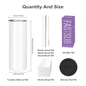 Top Deals USA 20oz vaso <span class=keywords><strong>de</strong></span> acero inoxidable con pajitas recto para espacios en blanco <span class=keywords><strong>de</strong></span> sublimación para flaco para tazas <span class=keywords><strong>de</strong></span> almacén - Product Image 5