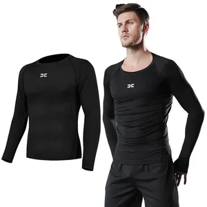 Fabriek Basketbal Gym Compressie Quick Dry Tight Heren Lange Mouw Mannen Oem Service Volwassenen Plus Size Shirts & Tops ondersteuning