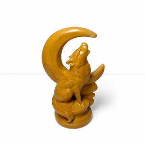 Statua di Lupo che Urla su <span class=keywords><strong>Luna</strong></span> Crescente in Pietra Preziosa Naturale Intagliata a Mano, Ornamento in Cristallo per Arredamento Casa - Product Image 5