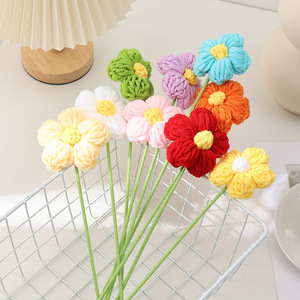 Bunga Rajutan Tangan Wol Ukuran Tunggal Ramah Lingkungan Multi Head Puff Hadiah Qixi Hari Ibu Hari Guru Penggunaan Dalam/Luar Ruangan - Product Image 4