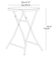 Table haute pliante moderne, légère, imperméable, portable, en plastique, pour cocktails, idéale pour hôtels, fêtes, mariages, bistrots et repas en plein air