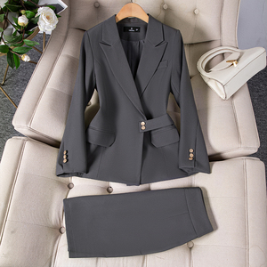 2409 nuova collezione autunnale da donna taglie forti da donna, abito da smoking da donna, completo di <span class=keywords><strong>Blazer</strong></span> tinta unita, Set di pantaloni eleganti per la toelettatura da donna - Product Image 4