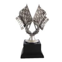 Trophée de course Weivista en résine, design drapeau damier, coupe de compétition de karting