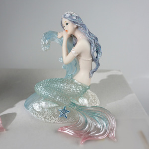 Figurines <span class=keywords><strong>en</strong></span> résine sirène corail Style méditerrané<span class=keywords><strong>en</strong></span> artefact Statue décoration de la maison fille cadeau de fête des enfants - Product Image 4