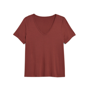 T-shirt col en V Blank Canvas conçu pour les femmes, en coton tricoté de qualité supérieure, uni, à manches courtes, prêt pour la personnalisation par broderie numérique - Product Image 1