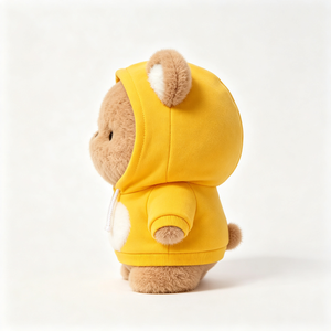 Orsetto di peluche alla moda <span class=keywords><strong>con</strong></span> cappuccio, morbido e soffice, in pelliccia riccia, <span class=keywords><strong>con</strong></span> <span class=keywords><strong>felpa</strong></span> gialla <span class=keywords><strong>con</strong></span> coulisse - Product Image 4