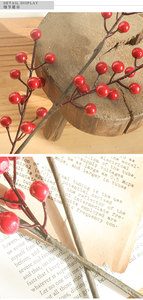 2024 tige de baie artificielle rouge branches de baie de <span class=keywords><strong>houx</strong></span> de Noël fausse plante pour artisanat de bricolage à la maison florale - Product Image 3