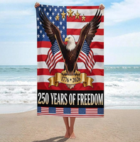 Serviette de plage absorbante patriotique personnalisée Aigle Américain 250e anniversaire 1776-2026 pour l'été