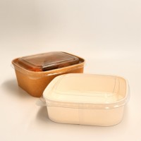 Bol à bento à emporter en papier kraft boîte de restauration rapide pour déjeuner emballage boîte à salade à emporter boîtes d'emballage rectangulaires