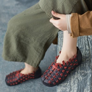 Zapatos de Mujer de Primavera, Estilo Étnico Retro, Tejidos a Mano en Piel de Vaca, con Suela Suave y Diseño Original - Product Image 2