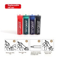 Marqueur pour tableau blanc en plastique noir de grande capacité personnalisé, encre liquide rechargeable, marqueur remplaçable, marqueurs pour tableau blanc