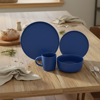 Service de table en céramique de luxe bleu classique - Assiettes et bols pour la salle à manger, résistants à la chaleur, compatibles four et micro-ondes