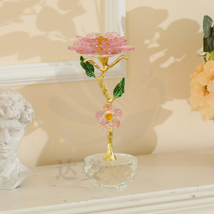 Ornement en verre cristal Darz, rose, décoration florale pour la maison, figurine de collection, cadeau - Product Image 1