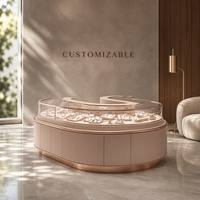 Vitrine de présentation de bijoux en verre rond sur mesure, design de luxe pour les magasins de détail et les grossistes