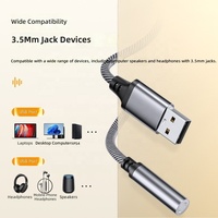 Kabel Adaptor Headphone dan Speaker HXC HXC-A0275 USB ke 3.5mm Audio Converter AUX Hi-Fi PC dengan Selubung Alloy dan Konduktor Nylon