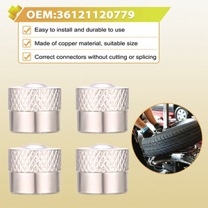 ฝาครอบวาล์วยางโลหะทองแดง 4 ชิ้นสีเงินสำหรับรถยนต์ BMW OEM 36121120779 - Product Image 1