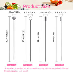 Cocktail Picks En Acier Inoxydable Réutilisable Cocktail Cure-Dents Garnir Picks <span class=keywords><strong>Bloody</strong></span> Mary Brochettes pour Olives Apéritifs Fruits - Product Image 2