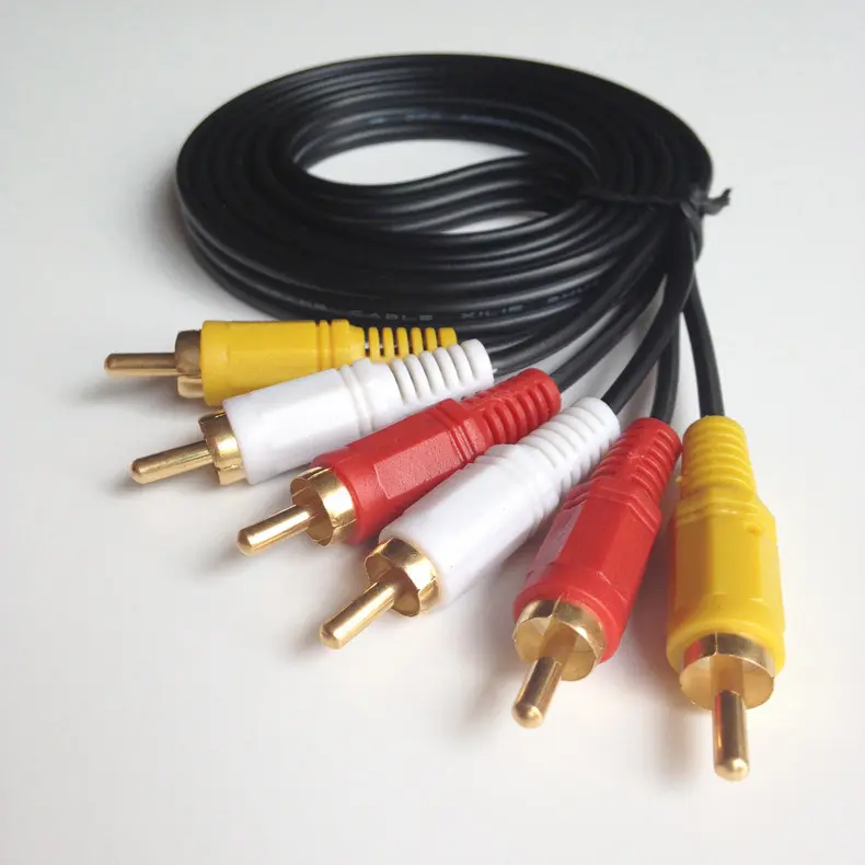 OEM vergoldetes Audio-/Video-Kabel Composite Cord 6 Fuß 3RCA zu 3RCA M/Mx3 AV-Kabel für Fernseher DVD VCD