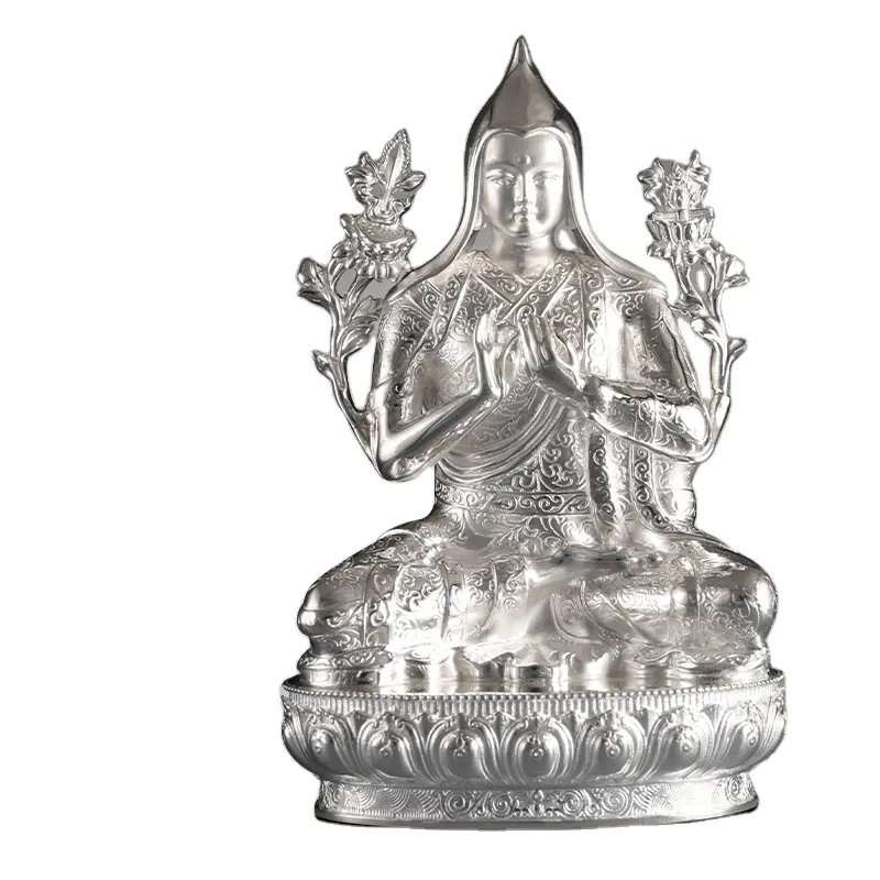 Statue de bouddha en argent 999, ornement tibétain, tibétain, tsongkhcapa